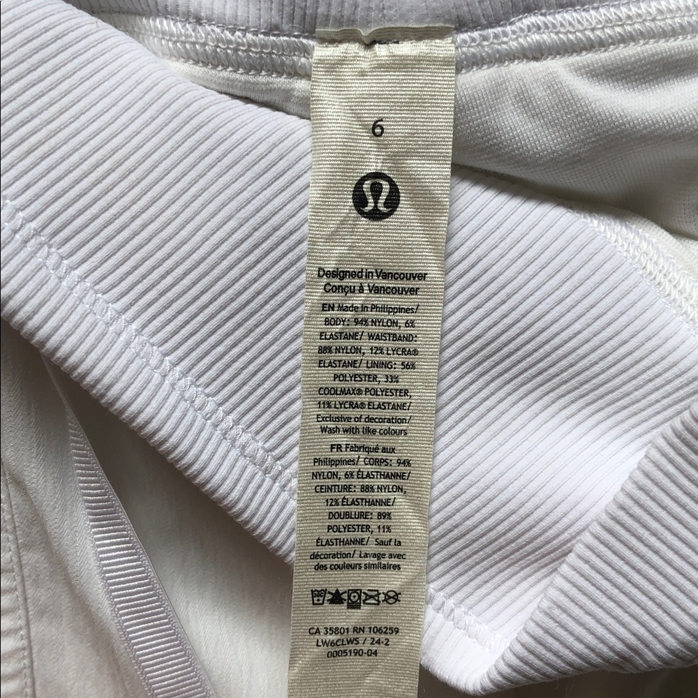 Lululemon Dance Studio White Lined Mid-rise Cropped Pants Size 6, excellent - Picture 5 of 12
